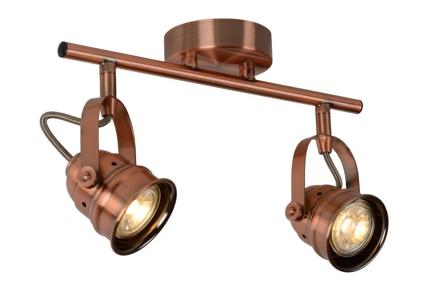 Lucide CIGAL - Ceiling spotlight - LED - GU10 - 2x5W 2700K - Copper - detail 1